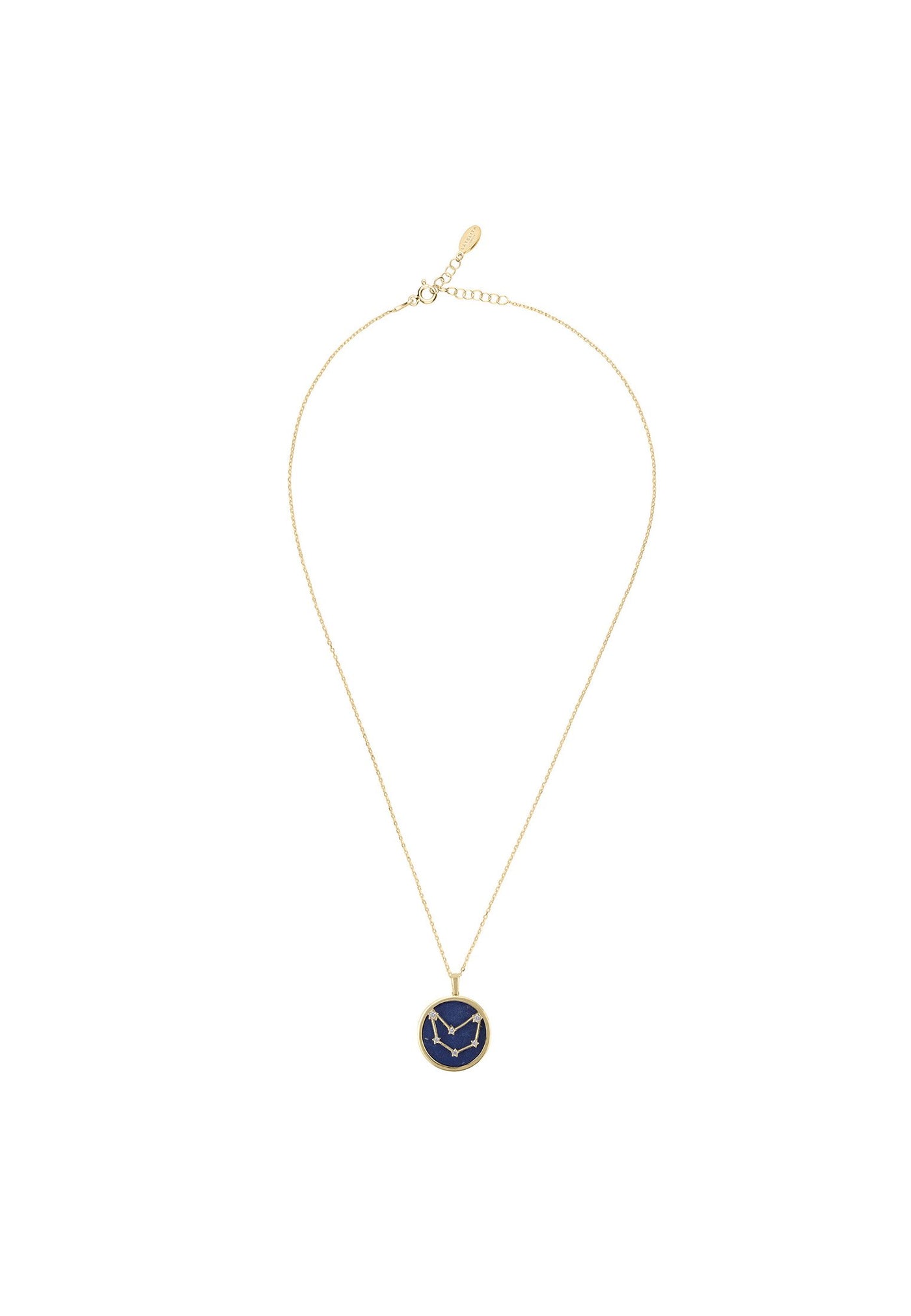 Capricorn - 22 carat gold plated - lapis lazuli with white zirconia