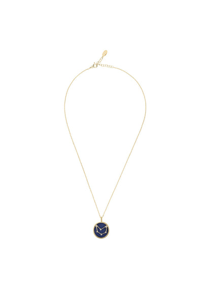 Capricorn - 22 carat gold plated - lapis lazuli with white zirconia