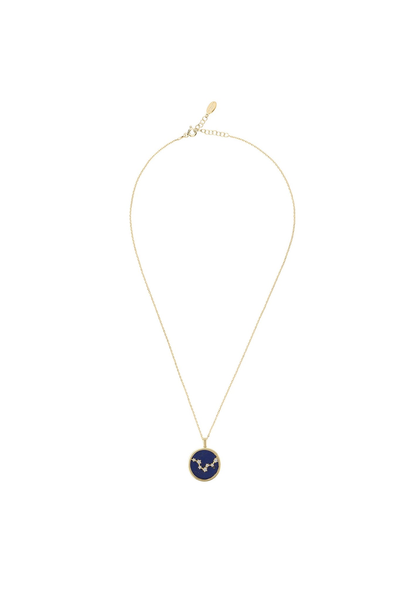 Pisces - necklace - 22 carat gold plated - lapis lazuli with white zirconia