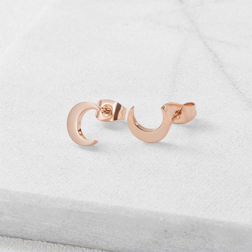 Stud earrings - crescent moon - 14 carat gold plated