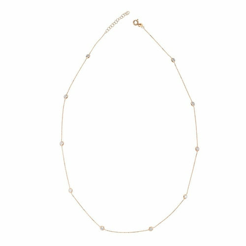 Short necklace - crystals - 18 carat gold, rose gold, silver