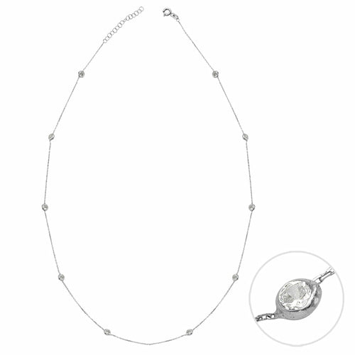 Collier court - cristaux - or 18 carats, or rose, argent